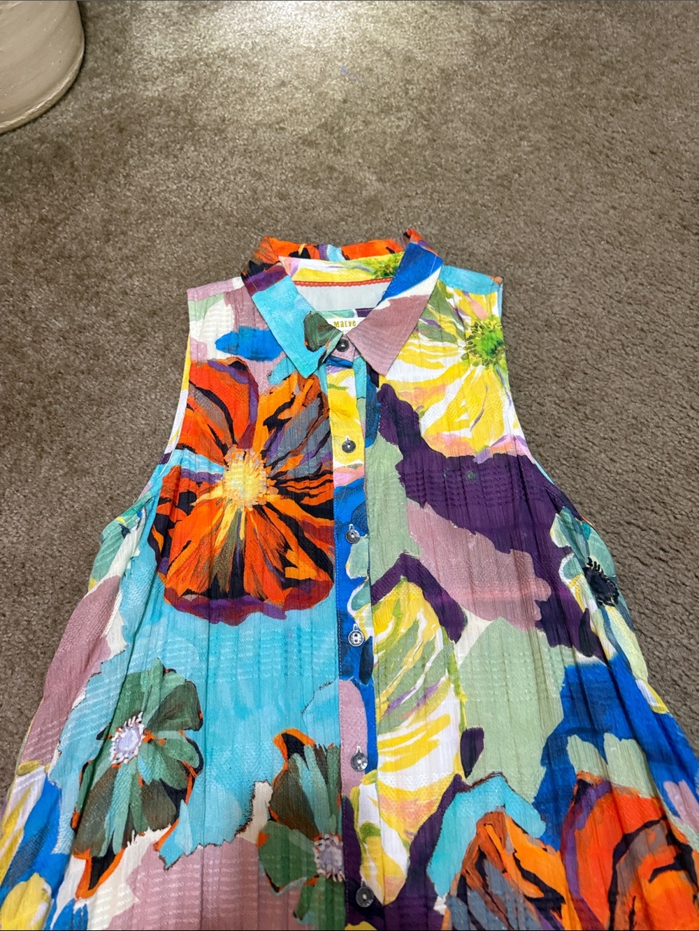 Maeve by Anthropologie Sleeveless Floral Midi Dress in multi color floral print - Picture 8 of 12